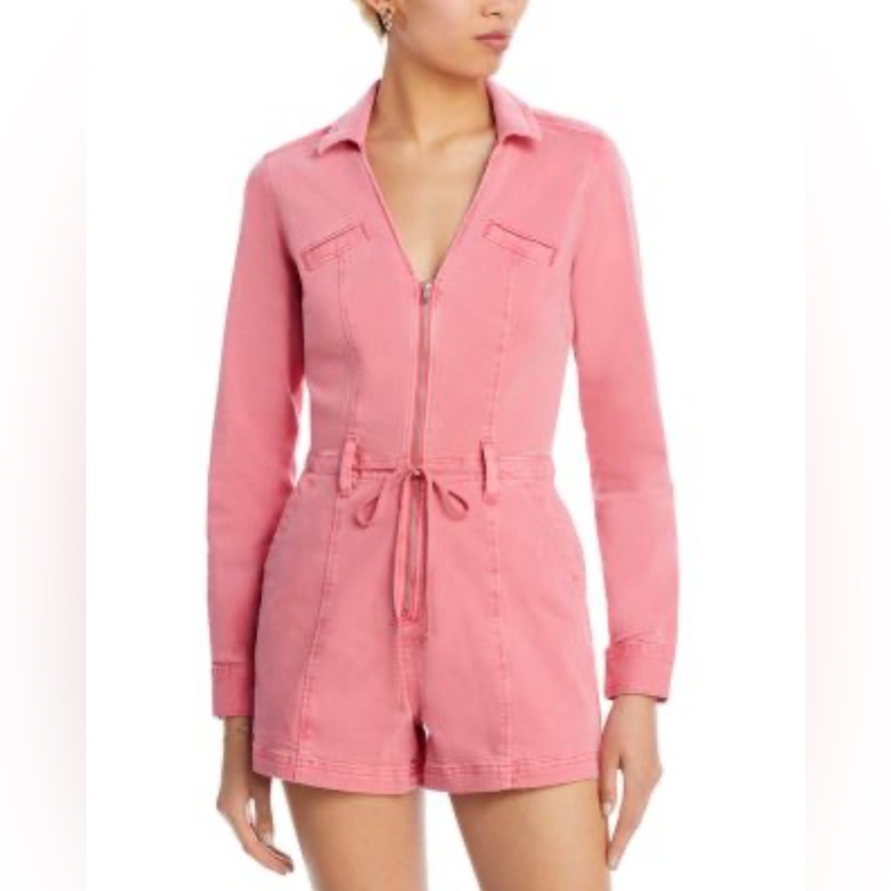PAIGE Meg Romper Utility Waist Tie Vintage Pink Lolly - Picture 3 of 10